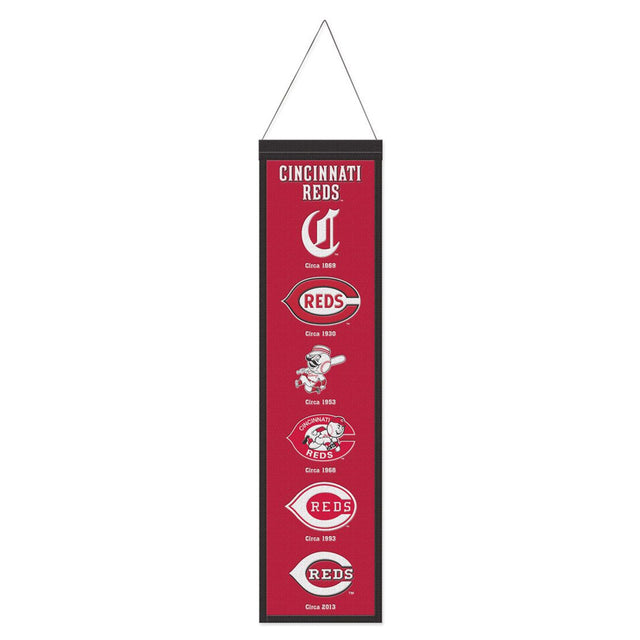 Estandarte de lana de los Cincinnati Reds de 8 x 32 pulgadas con diseño Heritage Evolution