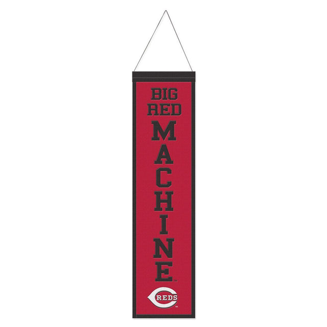 Estandarte de lana de los Cincinnati Reds de 8 x 32 pulgadas con diseño de eslogan tradicional