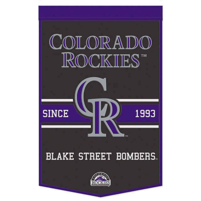 Pancarta de lana de los Colorado Rockies de 24 x 38 con diseño de eslogan Dynasty