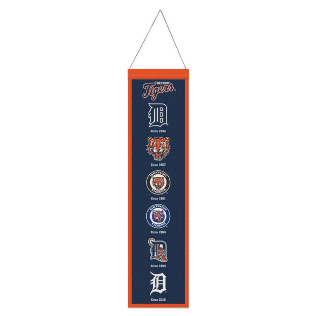 Bandera de los Tigres de Detroit de lana de 8 x 32 pulgadas con diseño Heritage Evolution