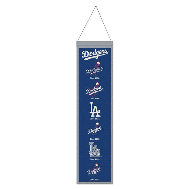 Pancarta de lana de los Dodgers de Los Ángeles de 8 x 32 pulgadas con diseño Heritage Evolution