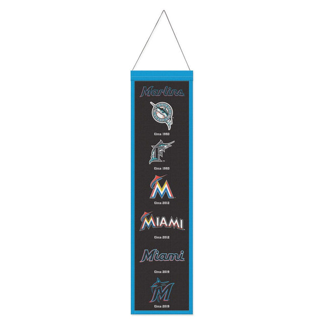 Pancarta de lana de los Miami Marlins de 8 x 32 pulgadas, Heritage Evolution Design