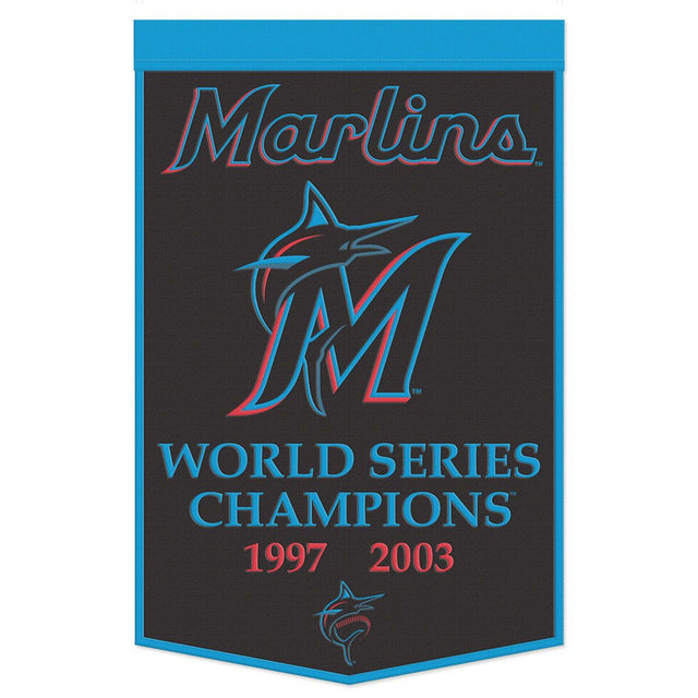 Pancarta de lana de los Miami Marlins de 24 x 38 pulgadas con diseño Dynasty Champ