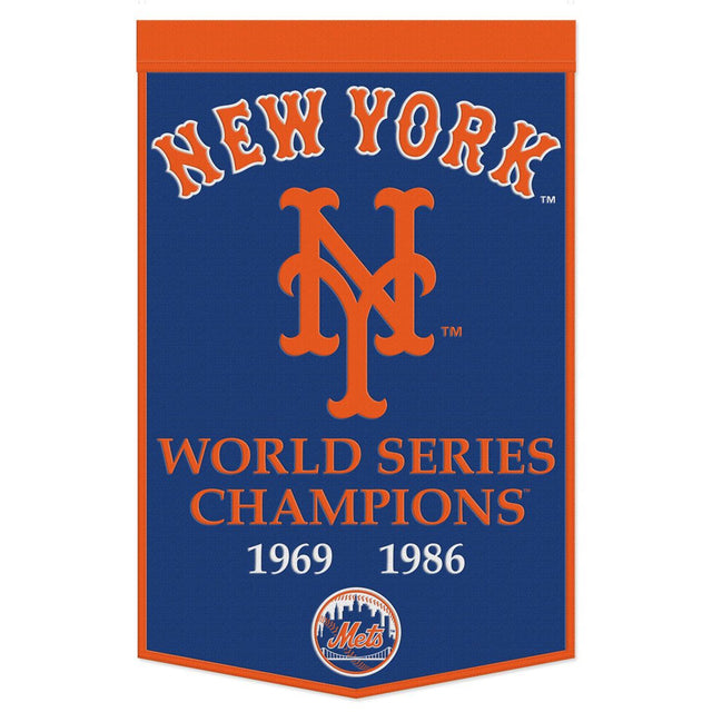 Estandarte de lana de los Mets de Nueva York de 24 x 38 pulgadas con diseño Dynasty Champ