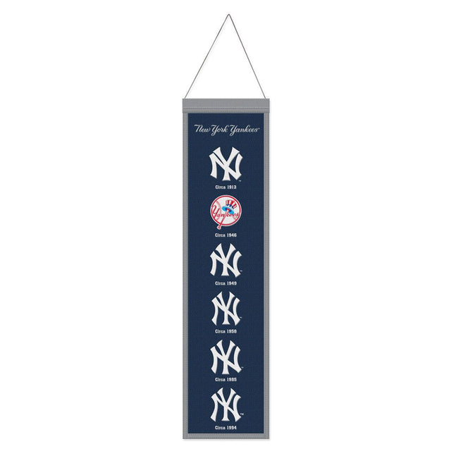 Estandarte de lana de los Yankees de Nueva York de 8 x 32 pulgadas Heritage Evolution Design