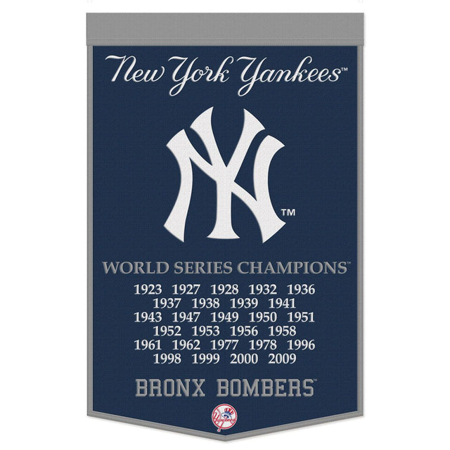 Estandarte de lana de los Yankees de Nueva York de 24 x 38 pulgadas con diseño de Dynasty Champ