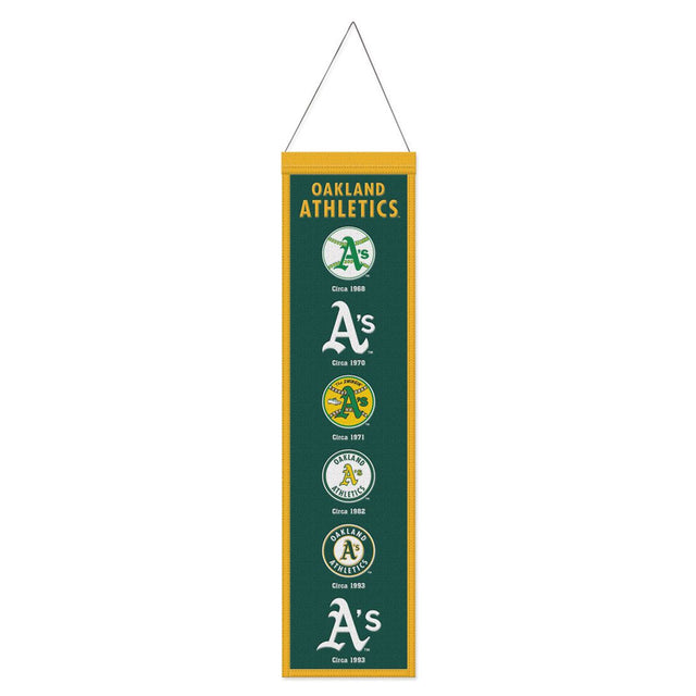 Bandera de los Atléticos de Oakland de lana de 8 x 32 pulgadas con diseño Heritage Evolution