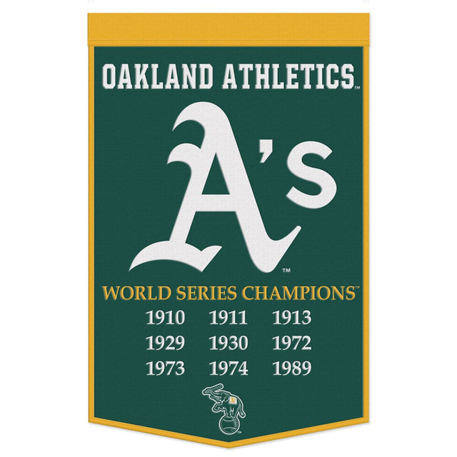 Pancarta de lana de los Atléticos de Oakland de 24 x 38 pulgadas con diseño de Dynasty Champ