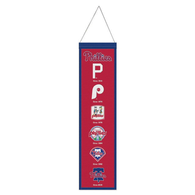 Pancarta de lana de los Philadelphia Phillies de 8 x 32 pulgadas, Heritage Evolution Design