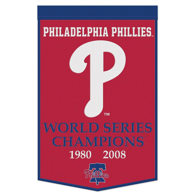 Estandarte de lana de los Philadelphia Phillies de 24 x 38 pulgadas con diseño Dynasty Champ