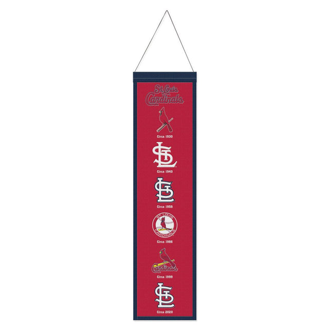 Estandarte de lana de los St. Louis Cardinals de 8 x 32 pulgadas Heritage Evolution Design