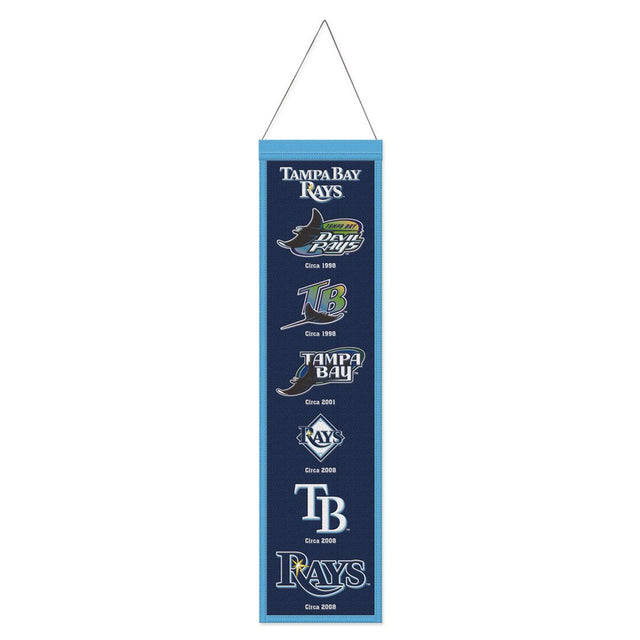 Bandera de los Tampa Bay Rays de lana de 8 x 32 pulgadas con diseño Heritage Evolution