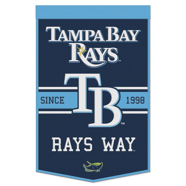 Pancarta de lana de los Tampa Bay Rays de 24 x 38 con diseño de eslogan Dynasty