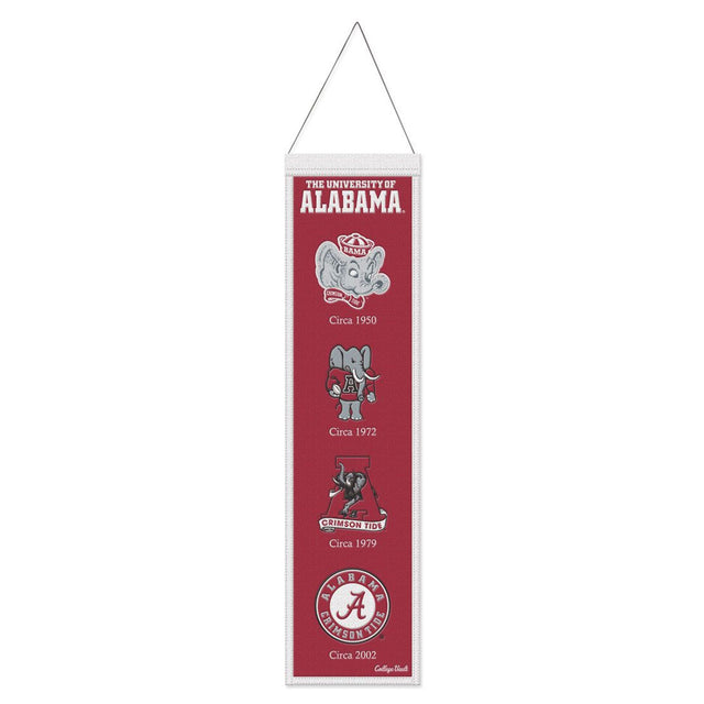 Bandera de Alabama Crimson Tide de lana de 8 x 32 pulgadas Heritage Evolution Design