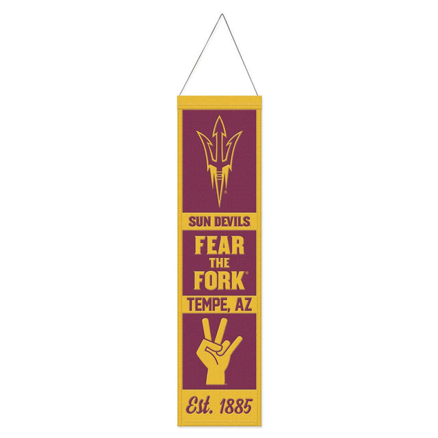 Estandarte de lana de los Arizona State Sun Devils de 8 x 32 pulgadas con diseño de eslogan tradicional