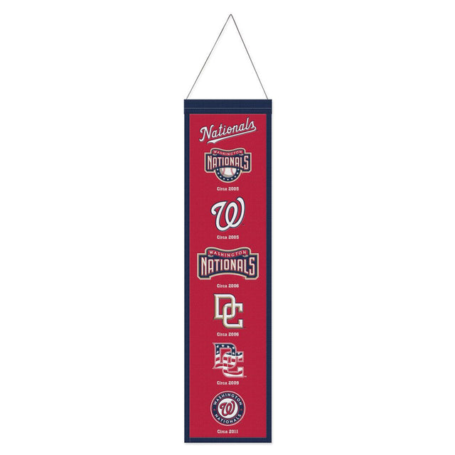 Estandarte de lana de los Washington Nationals de 8 x 32 pulgadas, Heritage Evolution Design