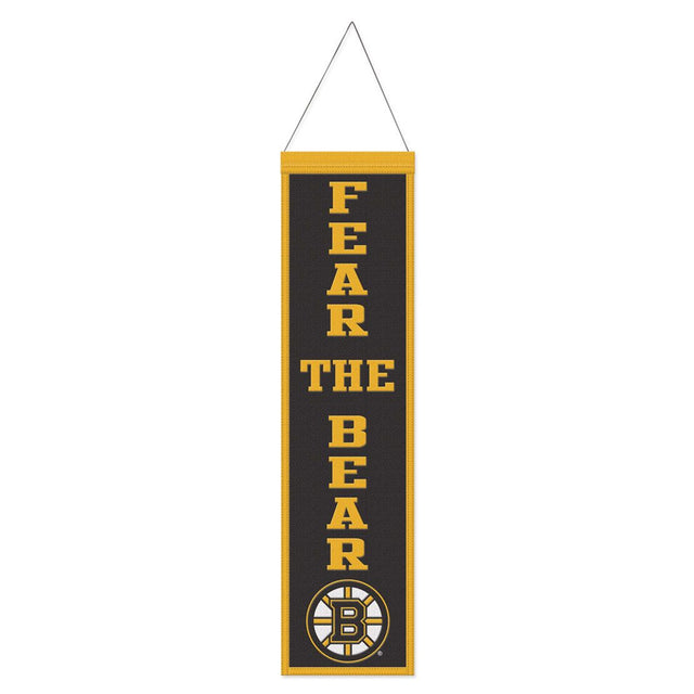 Pancarta de lana de los Boston Bruins de 8 x 32 pulgadas con diseño de eslogan tradicional