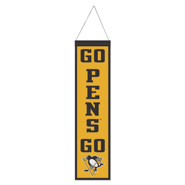 Pancarta de lana de los Pittsburgh Penguins de 8 x 32 pulgadas con diseño de eslogan tradicional