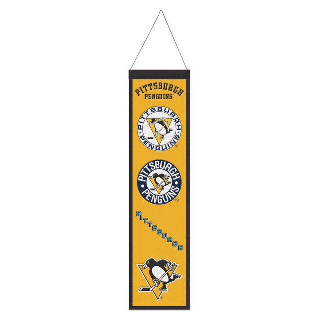 Estandarte de lana de los Pittsburgh Penguins de 8 x 32 pulgadas, Heritage Evolution Design