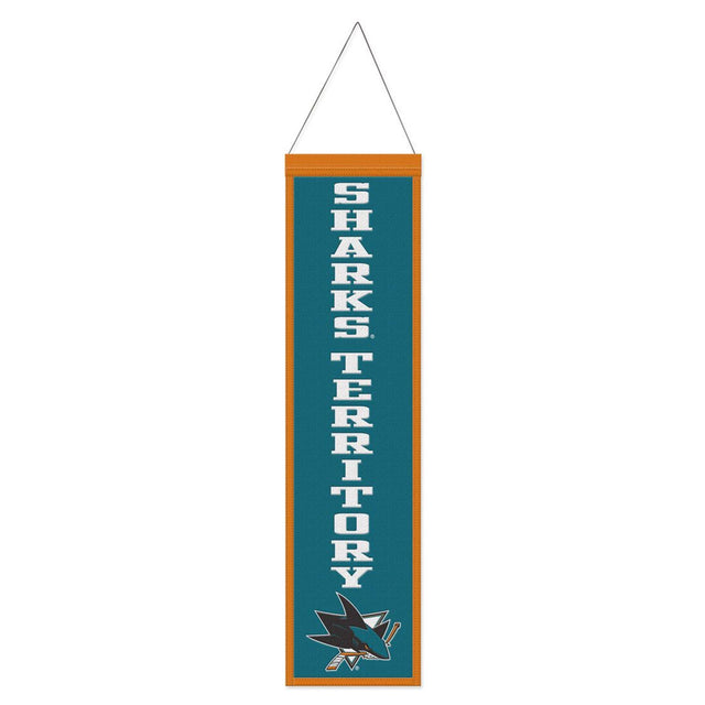 Pancarta de lana de los San Jose Sharks de 8 x 32 pulgadas con diseño de eslogan tradicional