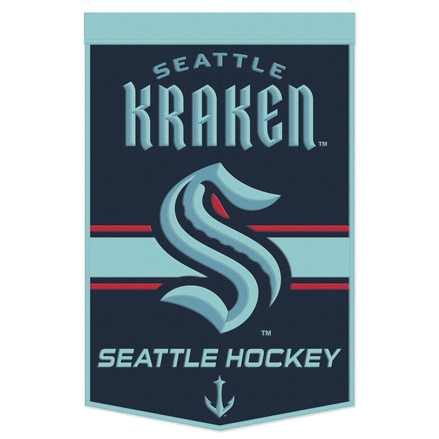 Estandarte de lana Seattle Kraken de 24 x 38 con diseño de eslogan Dynasty