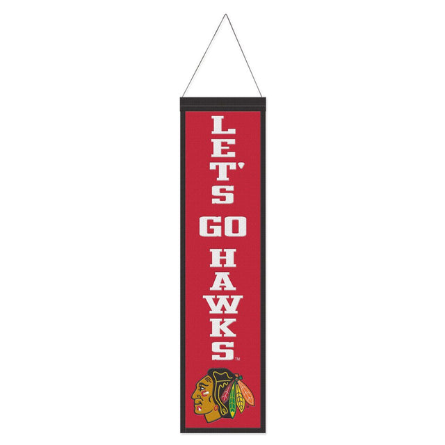 Pancarta de lana de los Chicago Blackhawks de 8 x 32 pulgadas con diseño de eslogan tradicional