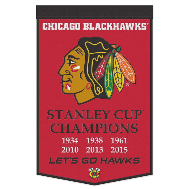 Estandarte de lana de los Chicago Blackhawks de 24 x 38 pulgadas con diseño Dynasty Champ