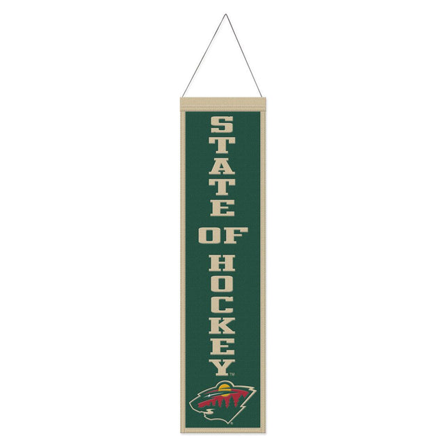 Minnesota Wild Banner Wool 8x32 Heritage Slogan Design