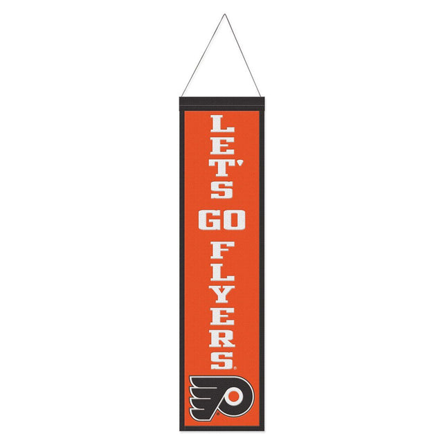 Pancarta de lana de los Philadelphia Flyers de 8 x 32 pulgadas con diseño de eslogan tradicional