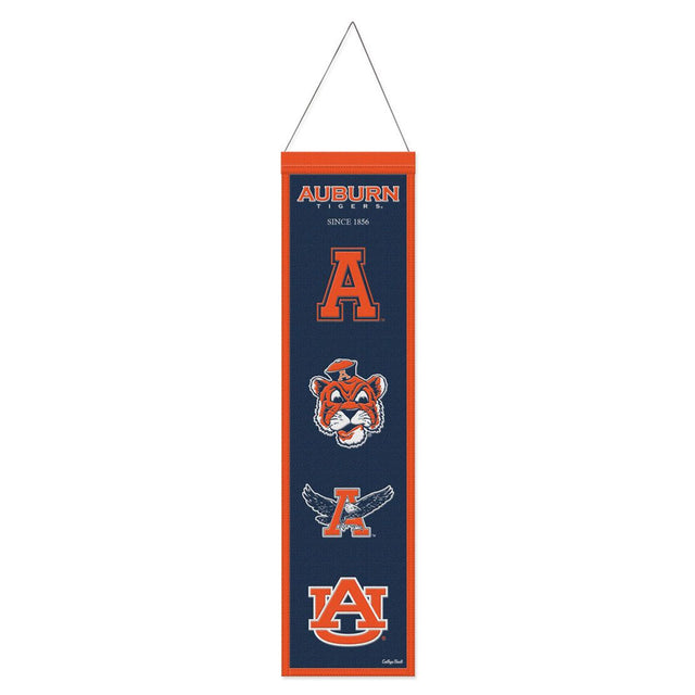 Estandarte de lana de los Auburn Tigers de 8 x 32 pulgadas, Heritage Evolution Design