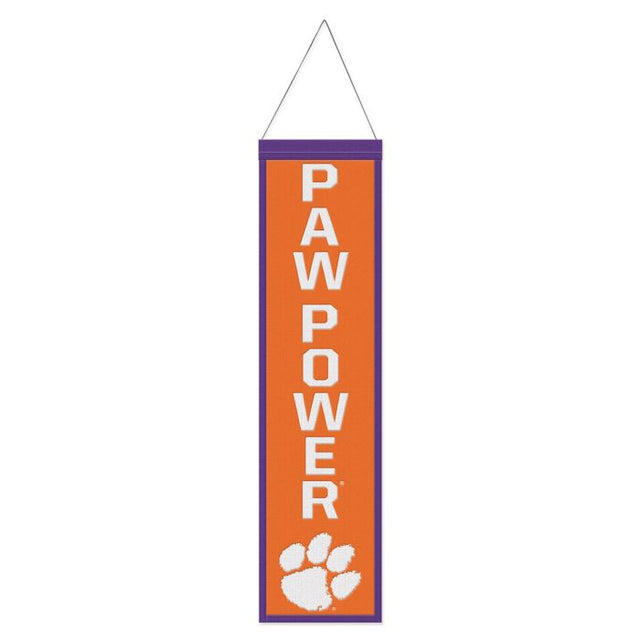 Bandera de lana con lema de los Clemson Tigers, 8" x 32"