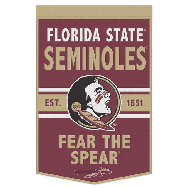 Estandarte de lana de los Florida State Seminoles de 24 x 38 con diseño de eslogan Dynasty