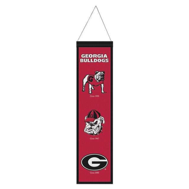 Bandera de lana de los Georgia Bulldogs de 8 x 32 pulgadas, Heritage Evolution Design