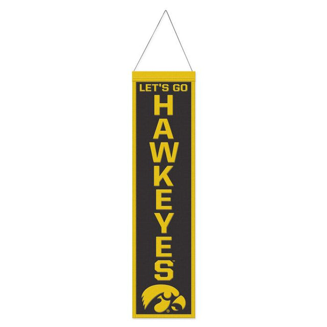 Bandera de lana de Iowa Hawkeyes de 20 x 81 cm