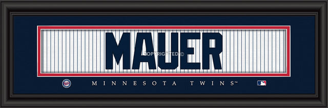 Impresión de los Minnesota Twins de 8 x 24 pulgadas con estilo exclusivo de Joe Mauer