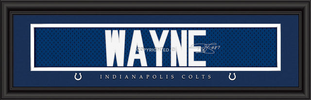 Impresión de los Indianapolis Colts de 8 x 24 con estilo exclusivo de Reggie Wayne