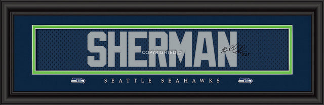 Impresión de Richard Sherman de los Seattle Seahawks: firma de 8" x 24"