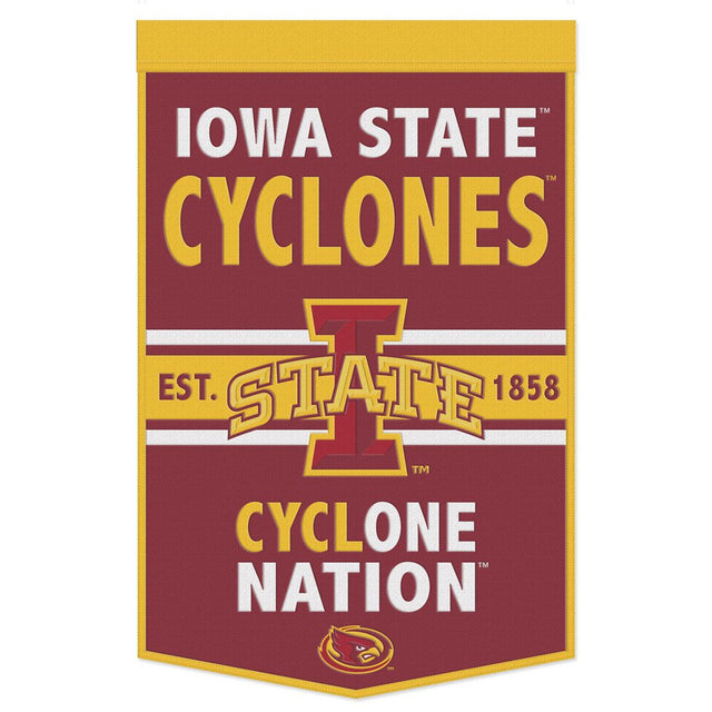 Pancarta de lana de los Iowa State Cyclones de 24 x 38 con diseño de eslogan Dynasty