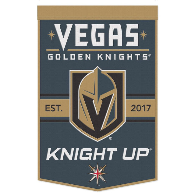 Estandarte de lana de los Vegas Golden Knights de 24 x 38 con diseño de eslogan Dynasty