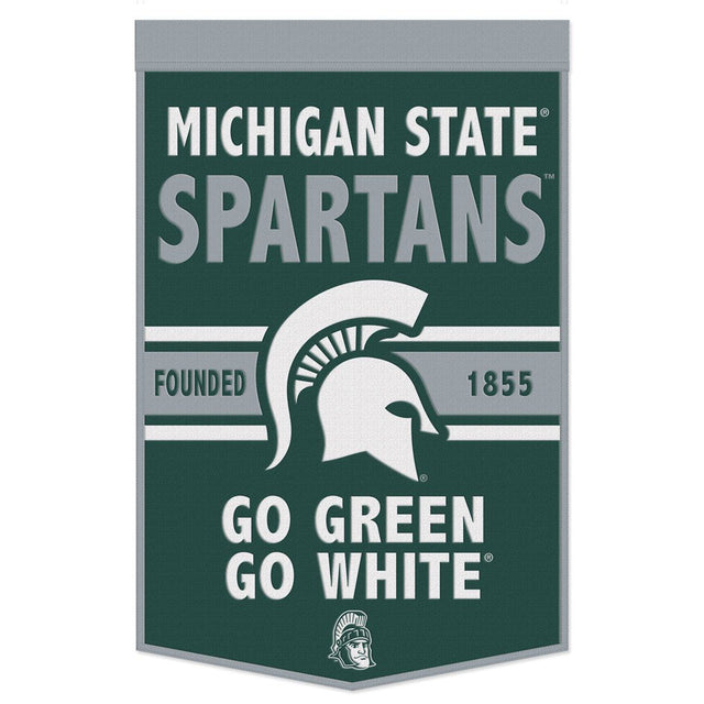 Estandarte de lana de los Spartans del estado de Michigan, 24 x 38, diseño de eslogan Dynasty