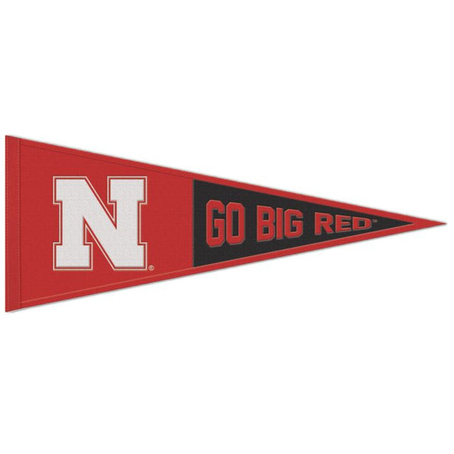 Banderín de lana con lema de los Nebraska Cornhuskers, 13" x 32"