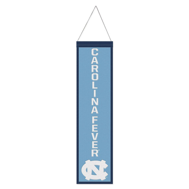 Estandarte de lana de los Tar Heels de Carolina del Norte de 8 x 32 pulgadas con diseño de eslogan tradicional