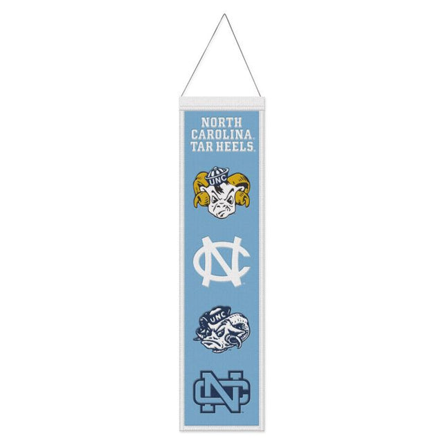 Bandera de lana EVOLUTION de los Tar Heels de Carolina del Norte/College Vault de 8" x 32"