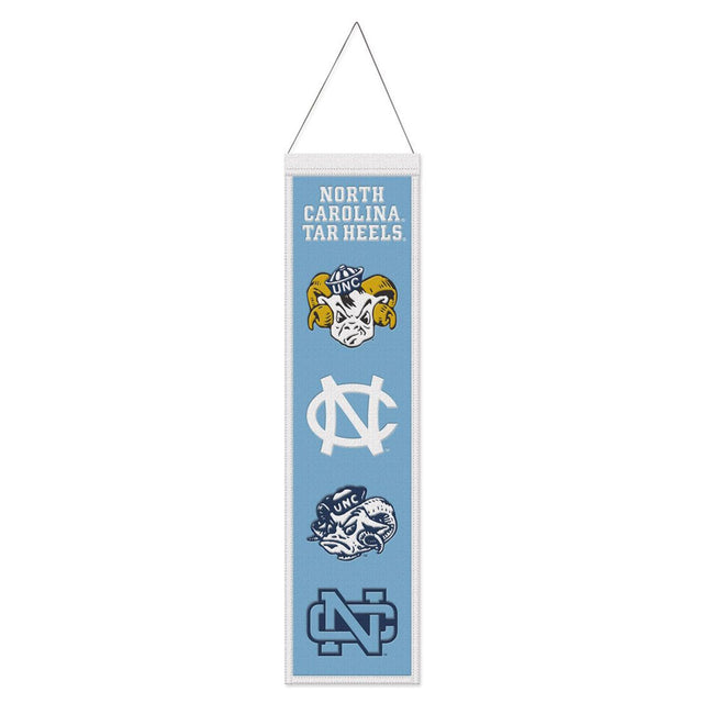 Estandarte de lana de los Tar Heels de Carolina del Norte de 8 x 32 pulgadas Heritage Evolution Design