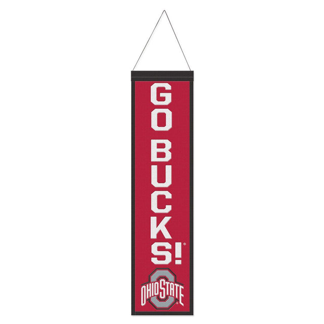 Pancarta de lana de los Ohio State Buckeyes de 8 x 32 pulgadas con diseño de eslogan tradicional