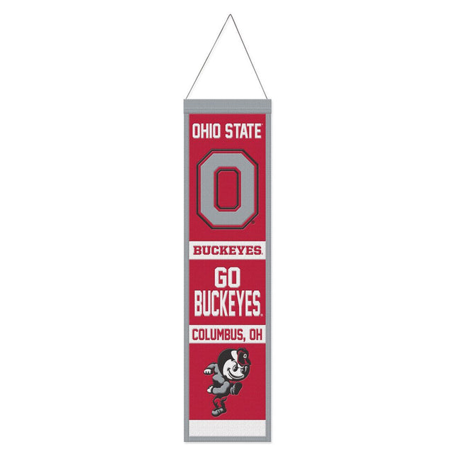 Bandera de los Buckeyes del estado de Ohio de 8 x 32 pulgadas, diseño Heritage Evolution