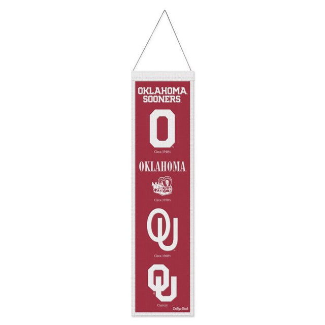 Bandera de lana de los Oklahoma Sooners / Vintage Collegiate Evolution de 8" x 32"