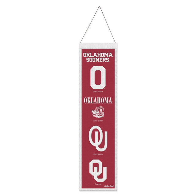 Pancarta de lana de los Oklahoma Sooners de 8 x 32 pulgadas con diseño Heritage Evolution