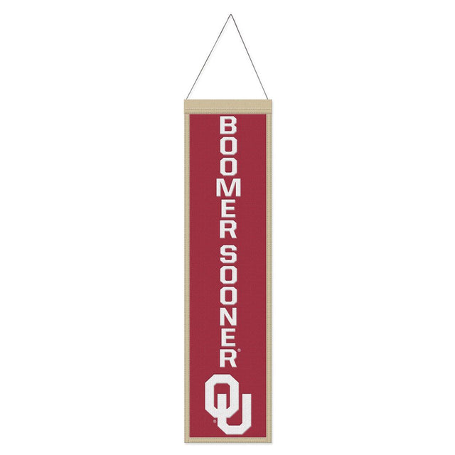 Pancarta de lana de los Oklahoma Sooners de 8 x 32 pulgadas con diseño de eslogan tradicional