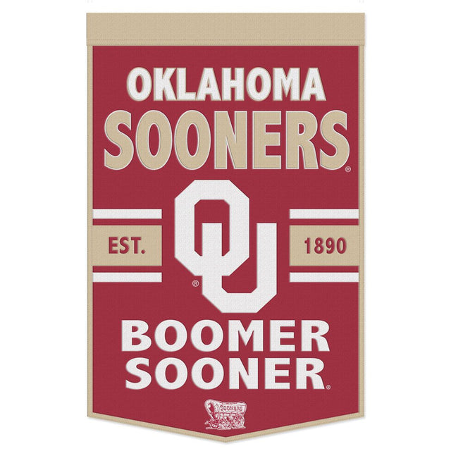 Pancarta de lana de los Oklahoma Sooners de 24 x 38 cm con diseño de eslogan Dynasty